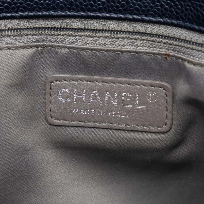 Chanel Caviar Grand Shopping Tote Blue Leather Very good condition - Box View