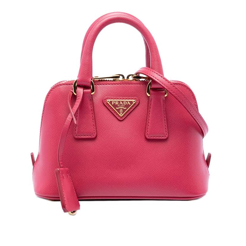 Prada Mini Saffiano Lux Promenade Satchel Pink Leather Very good condition - Front View