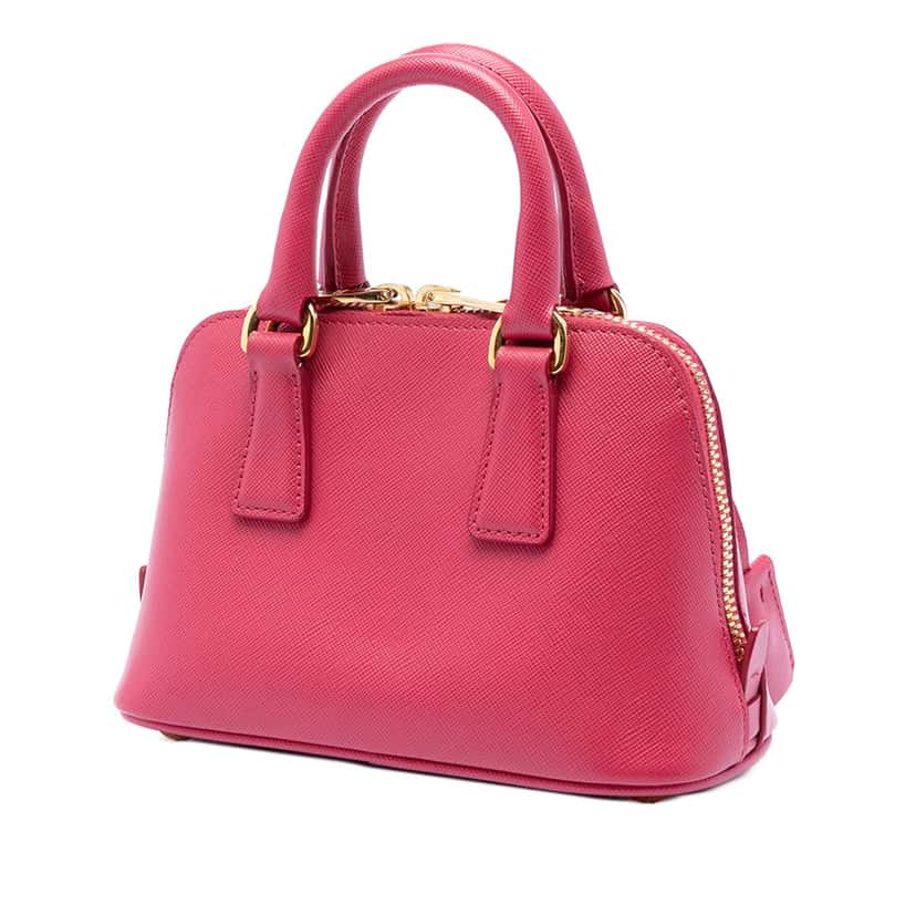 Prada Mini Saffiano Lux Promenade Satchel Pink Leather Very good condition - Back View