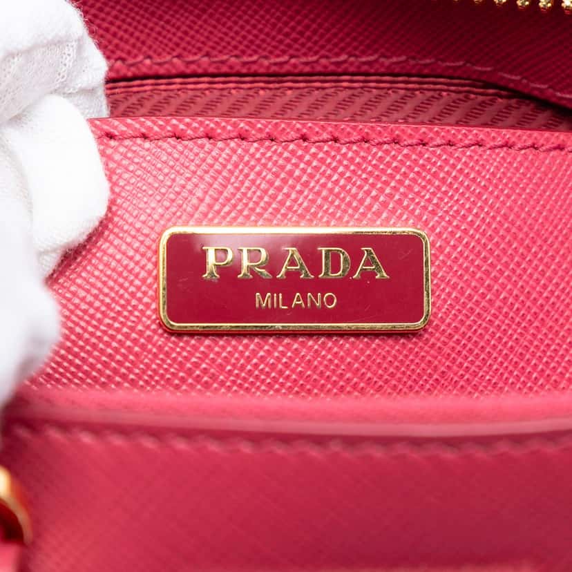 Prada Mini Saffiano Lux Promenade Satchel Pink Leather Very good condition - Box View