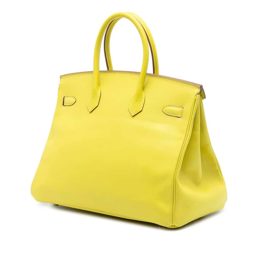 Hermès Epsom Verso Birkin Retourne 35 Yellow Leather Very good condition - Back View