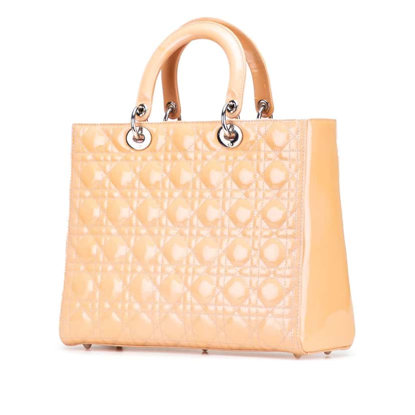 Dior Large Patent Cannage Lady Dior Beige Leather Very good condition - Back View