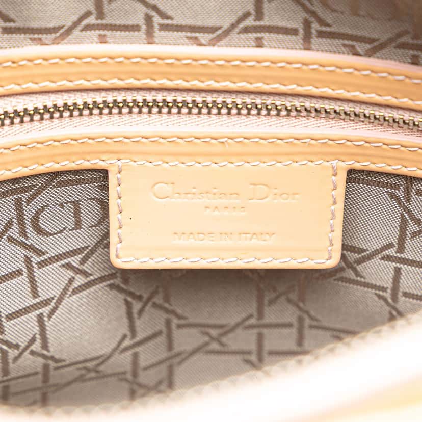 Dior Large Patent Cannage Lady Dior Beige Leather Very good condition - Box View