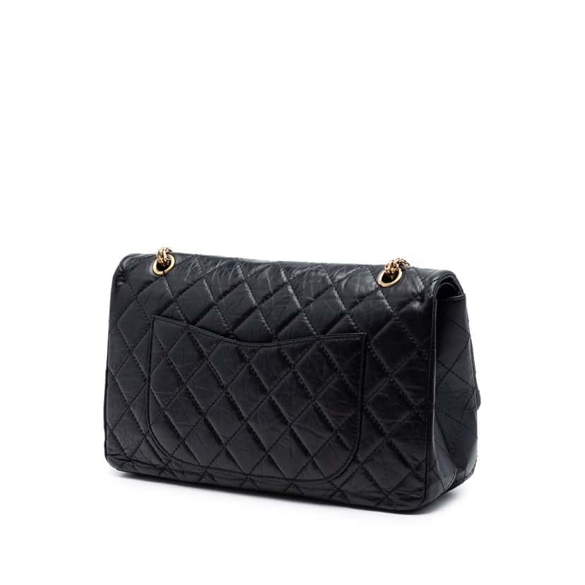 Chanel Quilted Aged Calfskin Reissue 2.55 Double Flap 227 Black Leather Very good condition - Back View