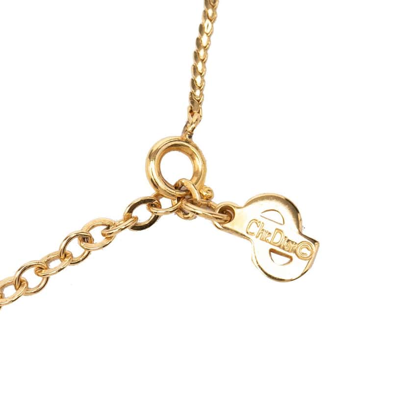 Dior Gold Plated Strass CD Logo Pendant Necklace Gold Metal Very good condition - Inside View