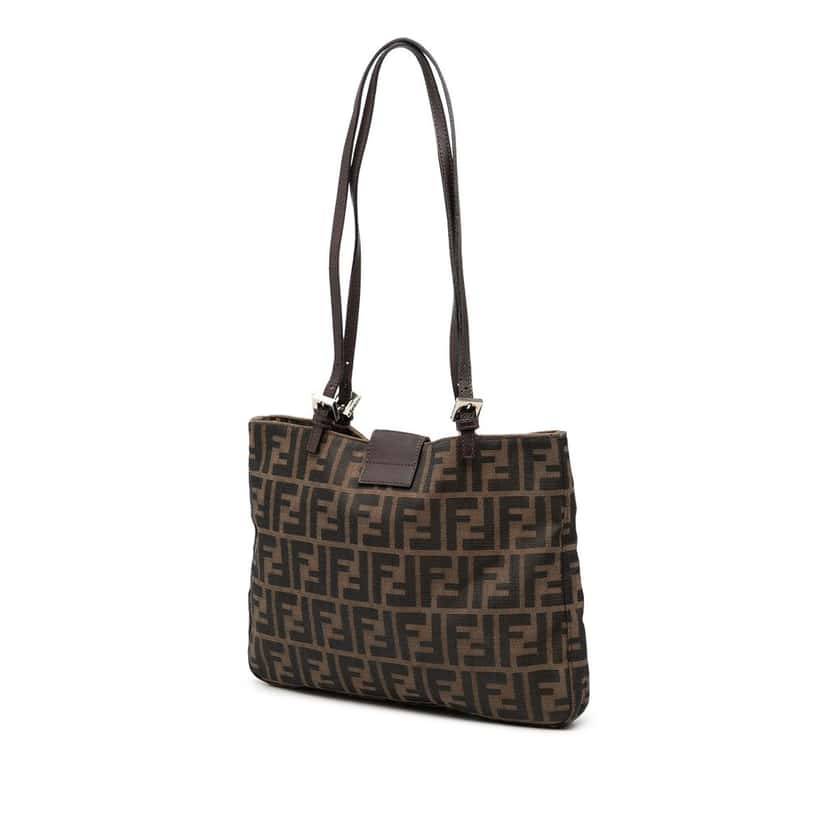 Fendi Zucca Canvas Shoulder Bag Brown Very good condition - Back View