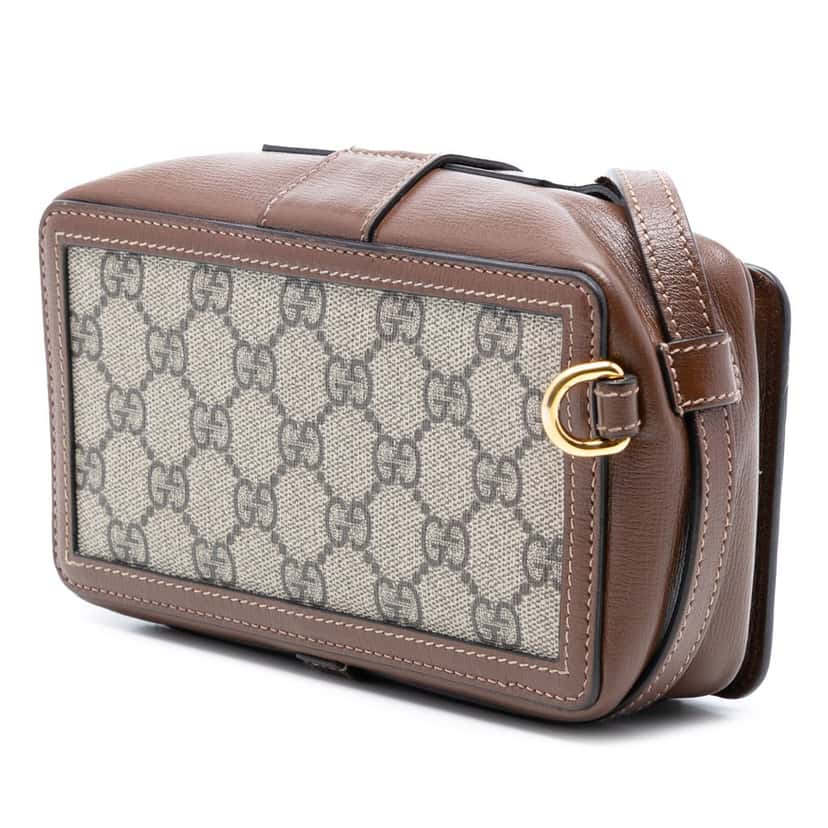 Gucci Mini GG Supreme Clasp Crossbody Beige Very good condition - Back View