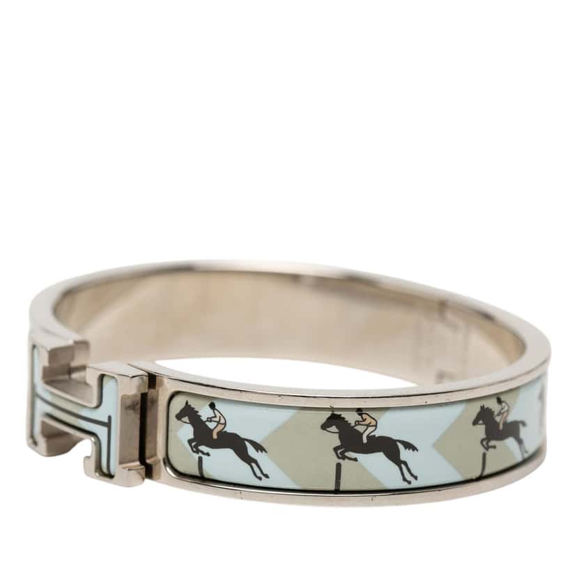 Hermès Narrow Enamel  Les Allures Clic H Bracelet PM Blue Very good condition - Back View