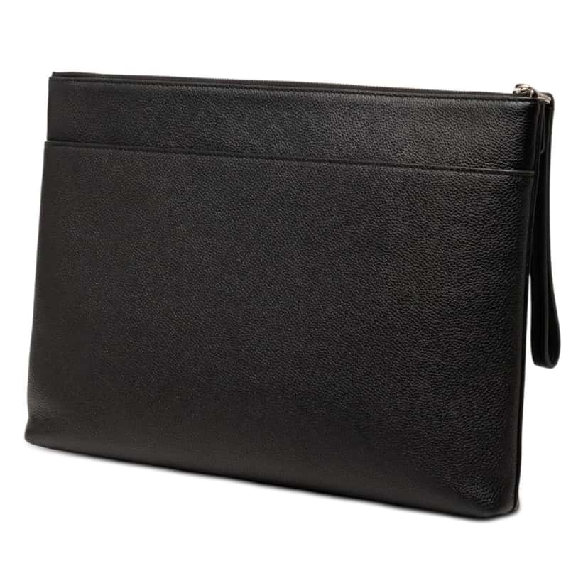 Balenciaga Grained Calfskin Logo Cash Pouch Black Leather Very good condition - Back View
