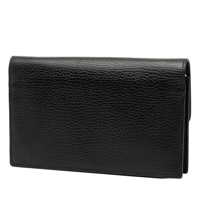 Gucci Leather Interlocking G Dollar Wallet on Chain Black Leather Very good condition - Back View