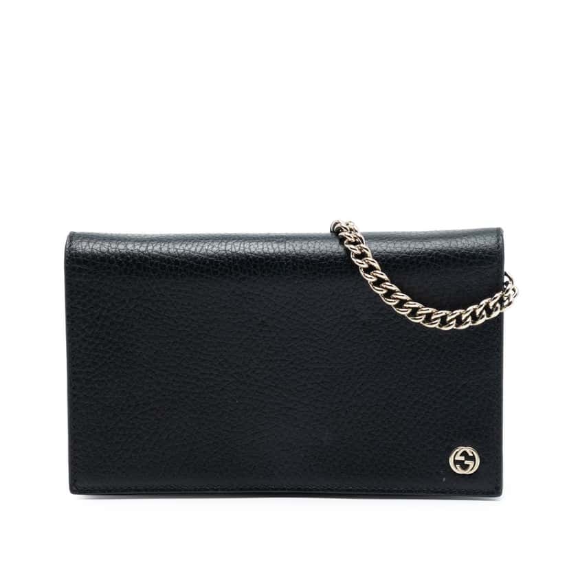 Gucci Leather Betty Wallet on Chain Black Leather Very good condition - Front View
