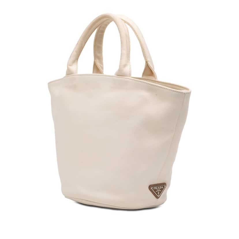 Prada Small Canvas Canapa Shopping Tote White Very good condition - Back View