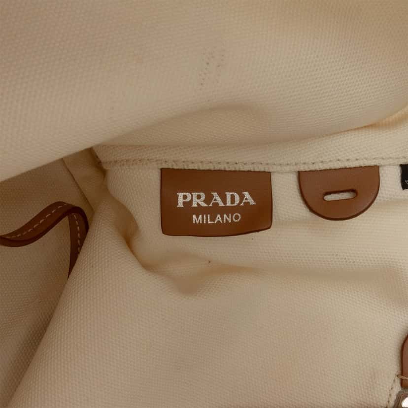 Prada Small Canvas Canapa Shopping Tote White Very good condition - Box View