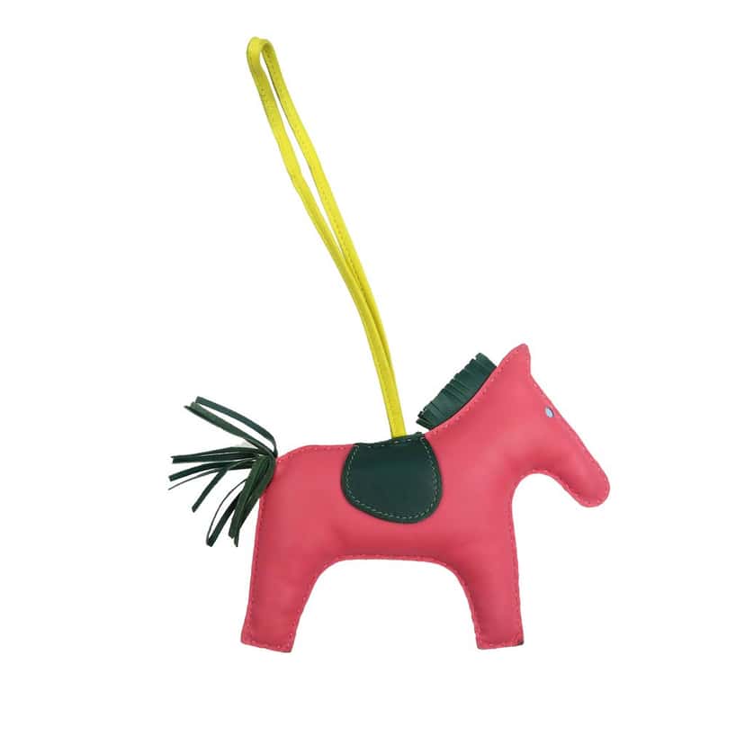 Hermès Milo Lambskin Grigri Rodeo Pegase Bag Charm GM Pink Leather Very good condition - Back View