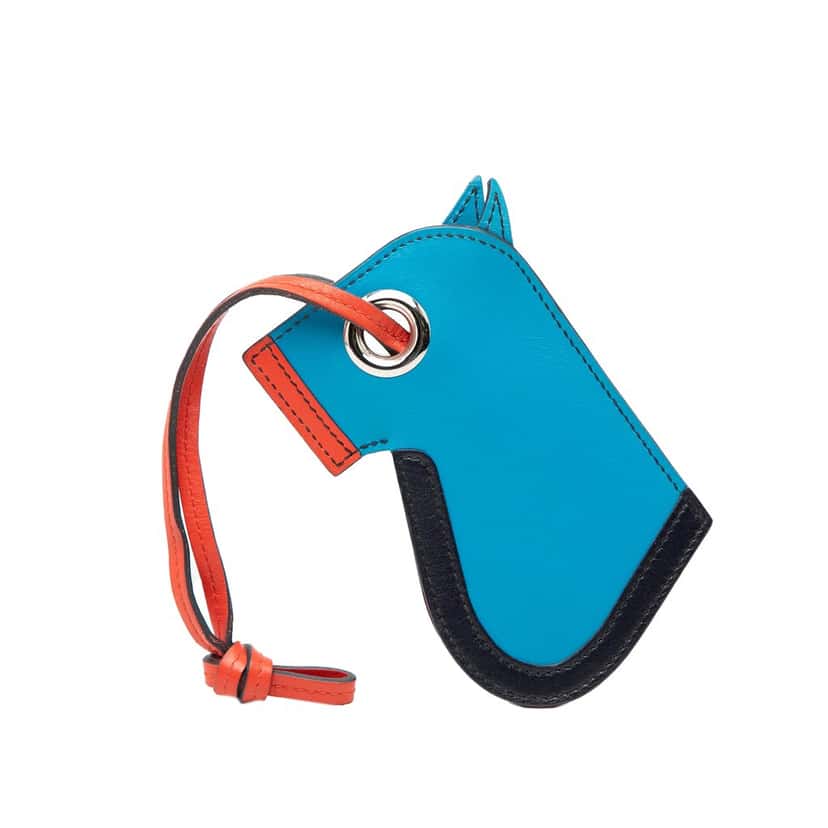 Hermès Tadelakt Camail Key Holder Bag Charm Blue Leather Very good condition - Back View