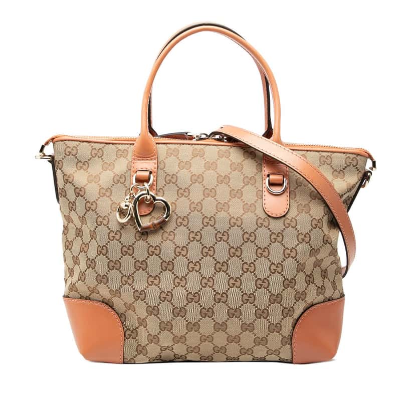 Gucci GG Canvas Heart Bit Satchel Beige Very good condition - Front View