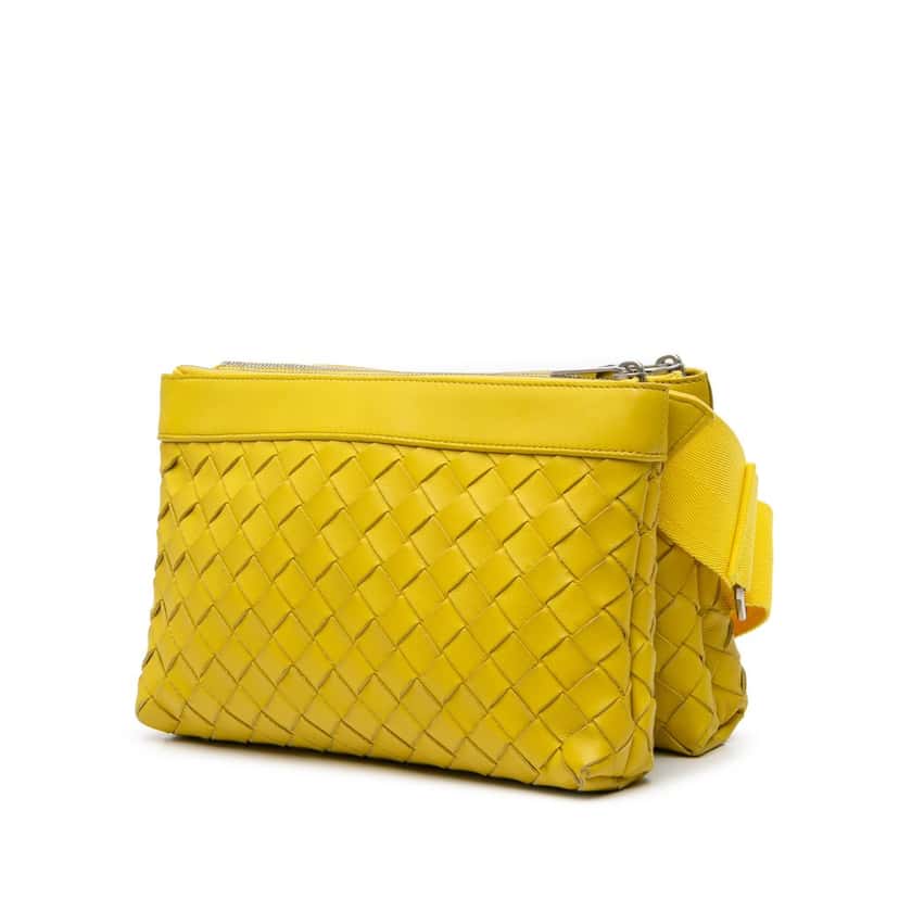 Bottega Veneta Nappa Intrecciato Duo Crossbody Yellow Leather Very good condition - Back View