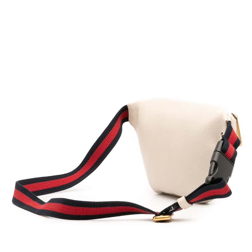 Gucci Small Grained Calfskin Logo Belt Bag White Leather Very good condition - Back View