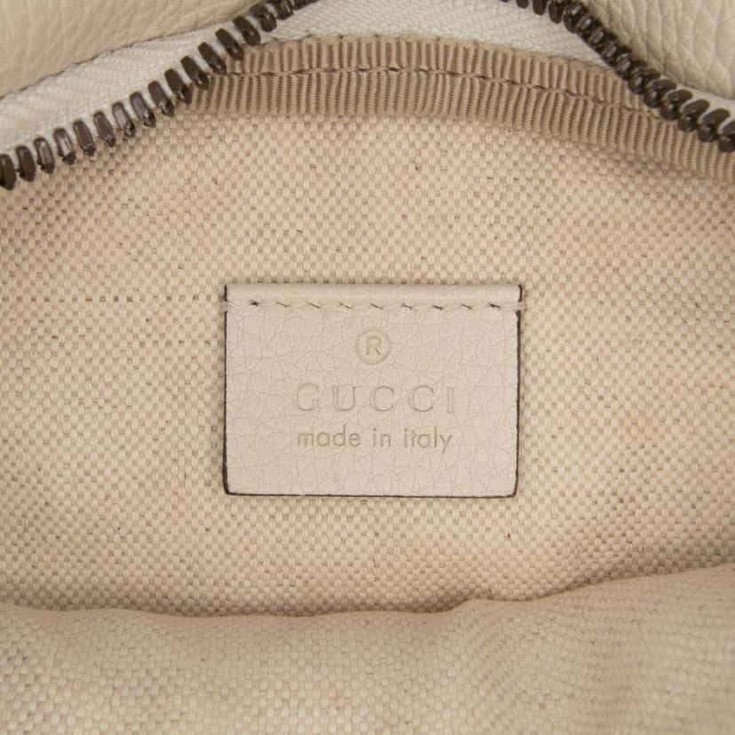 Gucci Small Grained Calfskin Logo Belt Bag White Leather Very good condition - Box View