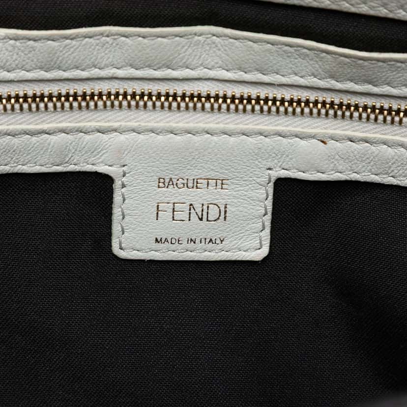 Fendi Zucca Embossed Leather Baguette Satchel White Leather Very good condition - Box View