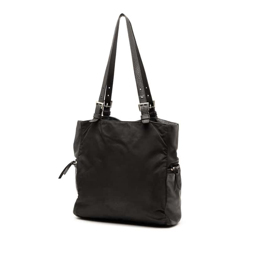 Prada Vitello Trimmed Tessuto Pockets Tote Black Good condition - Back View