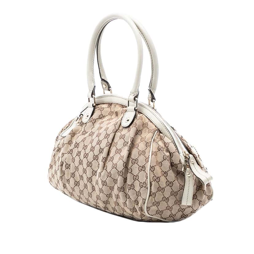 Gucci GG Canvas Sukey Satchel Beige Very good condition - Back View