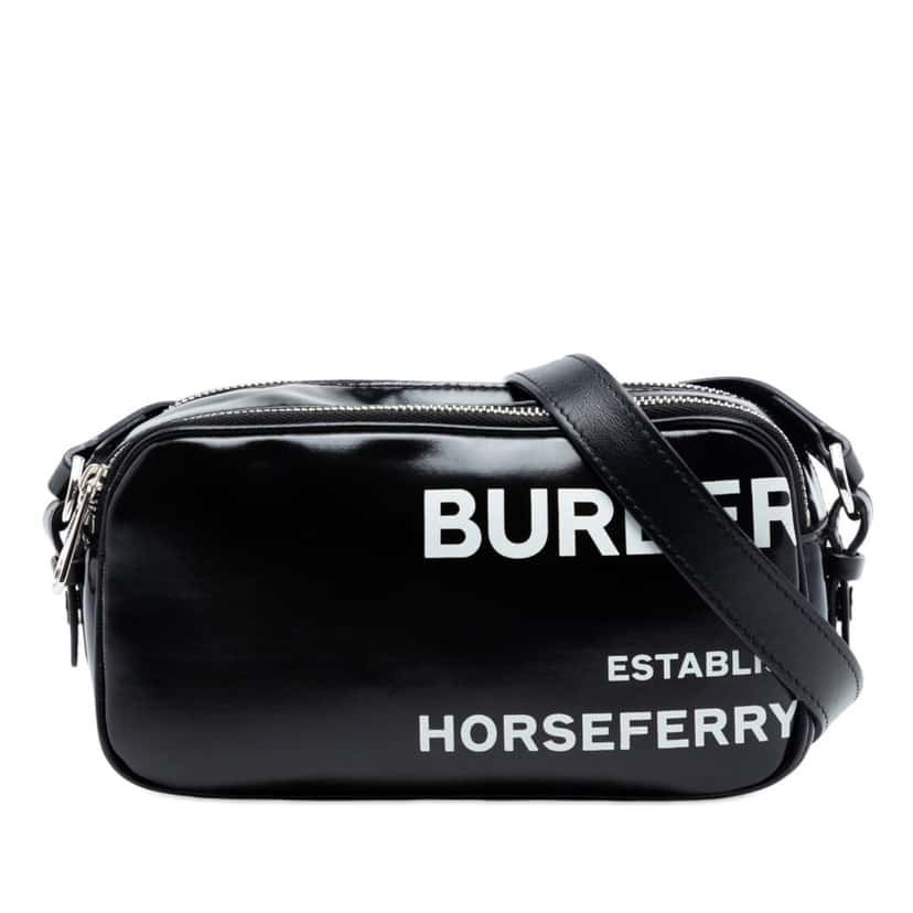 Burberry Coated Canvas Horseferry Camera Bag Black Very good condition - Front View