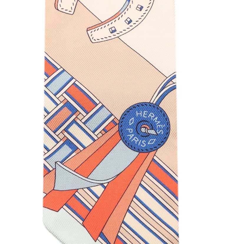 Hermès Brides et Gris Gris Silk Twilly Scarf Beige Very good condition - Back View