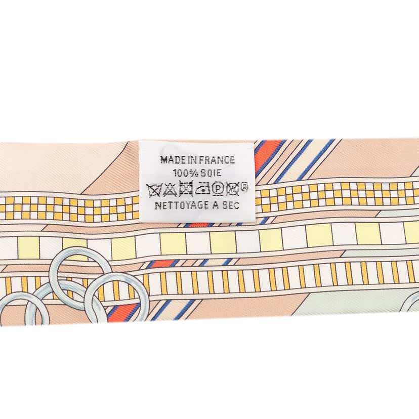 Hermès Brides et Gris Gris Silk Twilly Scarf Beige Very good condition - Inside View