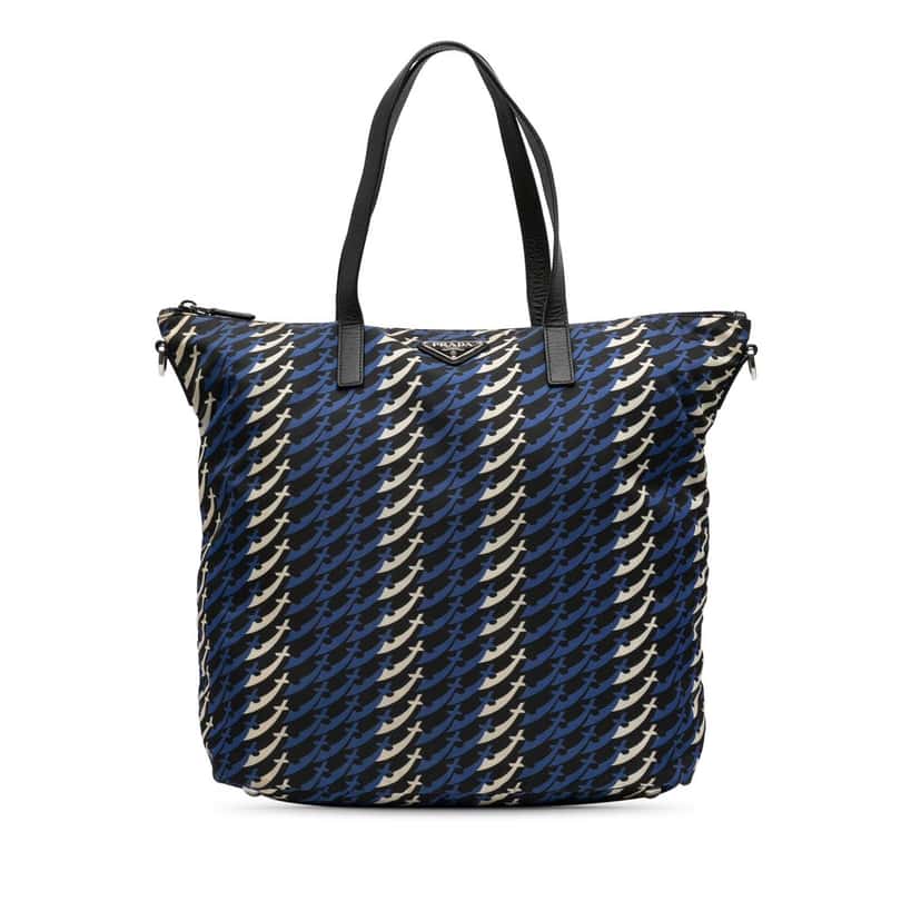 Prada Tessuto Stampato Satchel Blue Very good condition - Front View