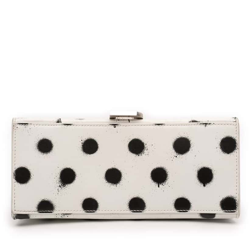 Balenciaga Small Smooth Calfskin Sprayed Polka Dot Hourglass Satchel White Leather Very good condition - Inside View