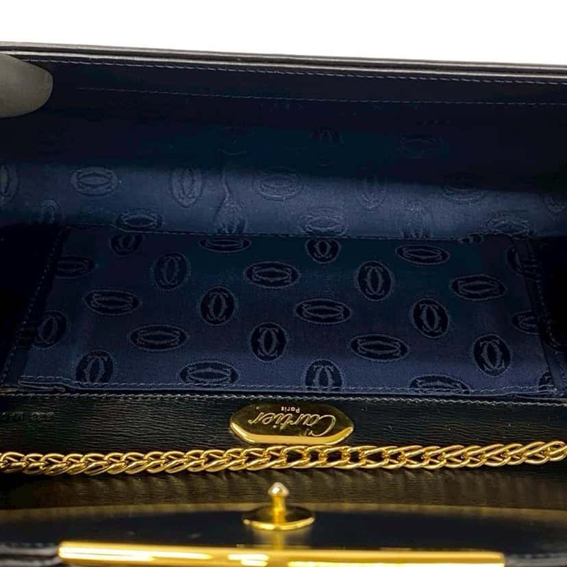 Cartier Leather Sapphire Chain Crossbody Blue Leather Very good condition - Inside View