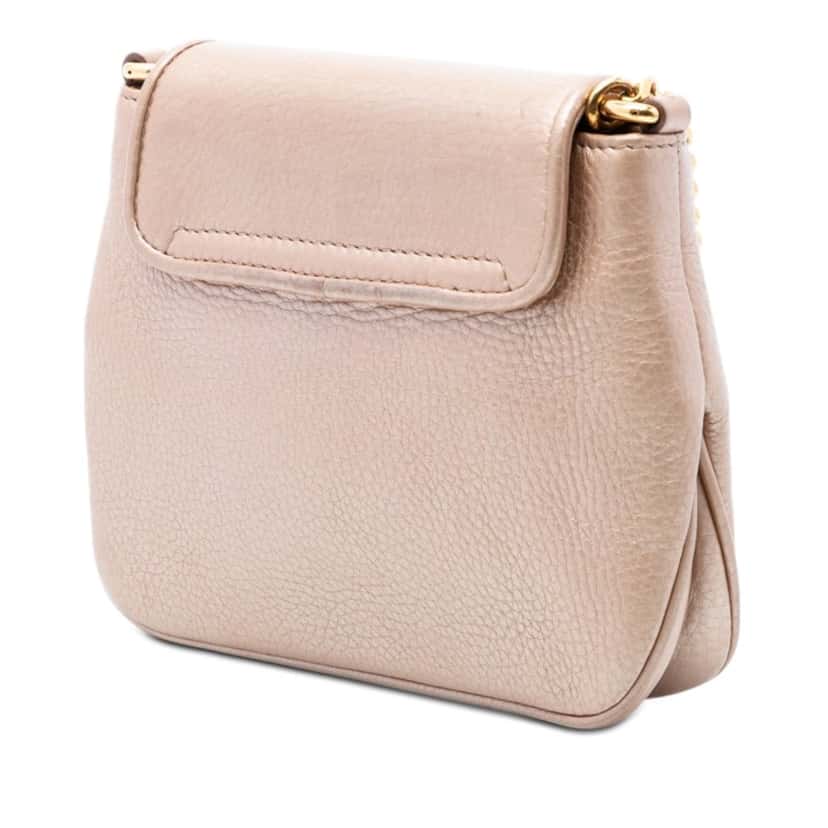 Gucci Small Metallic Pebbled Calfskin 1973 Chain Crossbody Brown Leather Very good condition - Back View