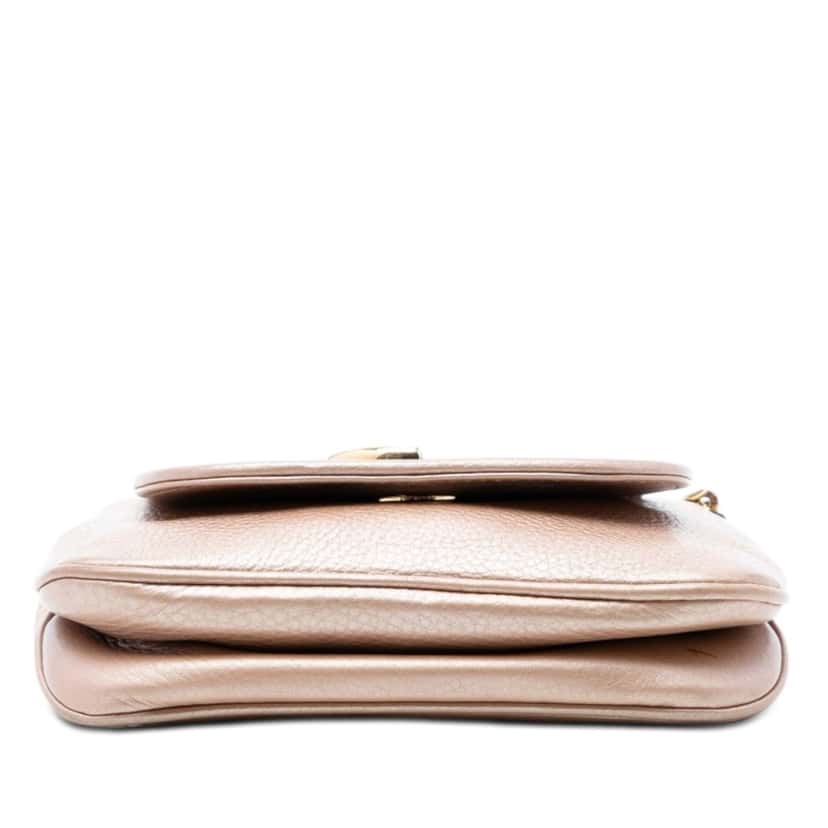 Gucci Small Metallic Pebbled Calfskin 1973 Chain Crossbody Brown Leather Very good condition - Inside View