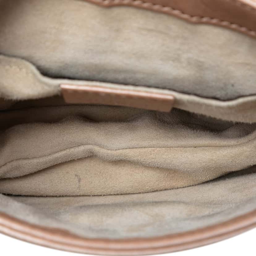 Gucci Small Metallic Pebbled Calfskin 1973 Chain Crossbody Brown Leather Very good condition - Model View