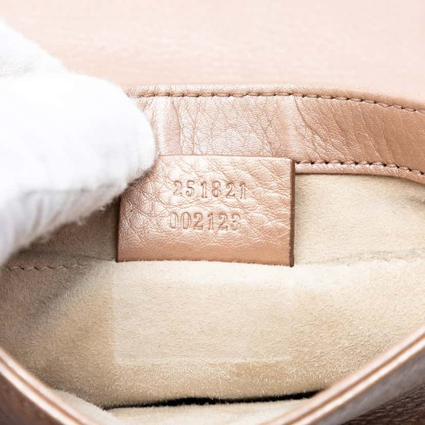 Gucci Small Metallic Pebbled Calfskin 1973 Chain Crossbody Brown Leather Very good condition - Box View