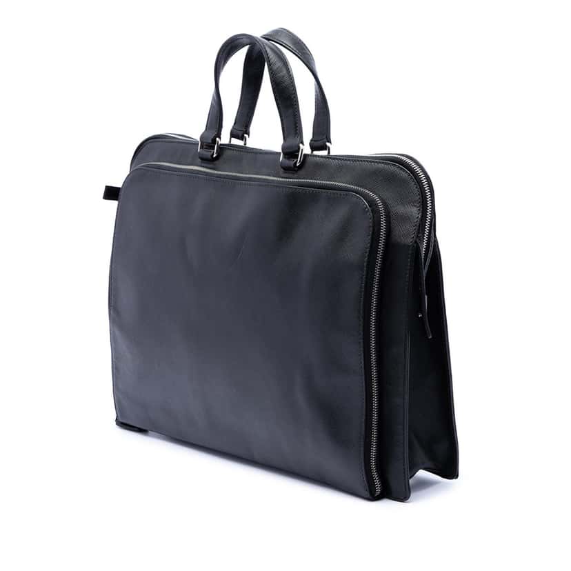 Prada Saffiano Business Bag Black Leather Very good condition - Back View