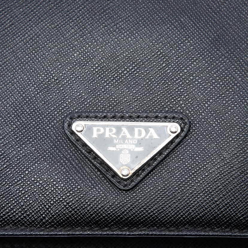Prada Saffiano Business Bag Black Leather Very good condition - Box View