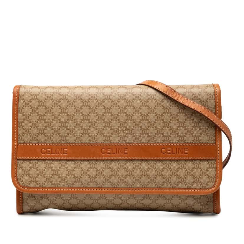 Celine Macadam Coated Canvas Crossbody Beige Very good condition - Front View