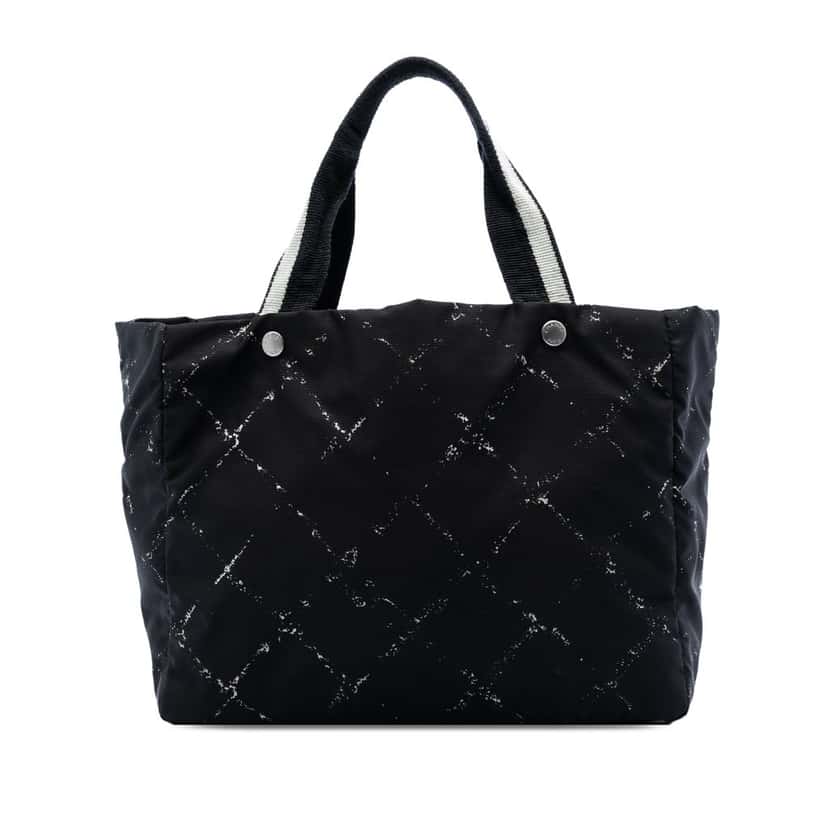 Chanel Old Travel Line Nylon Tote Black Very good condition - Front View