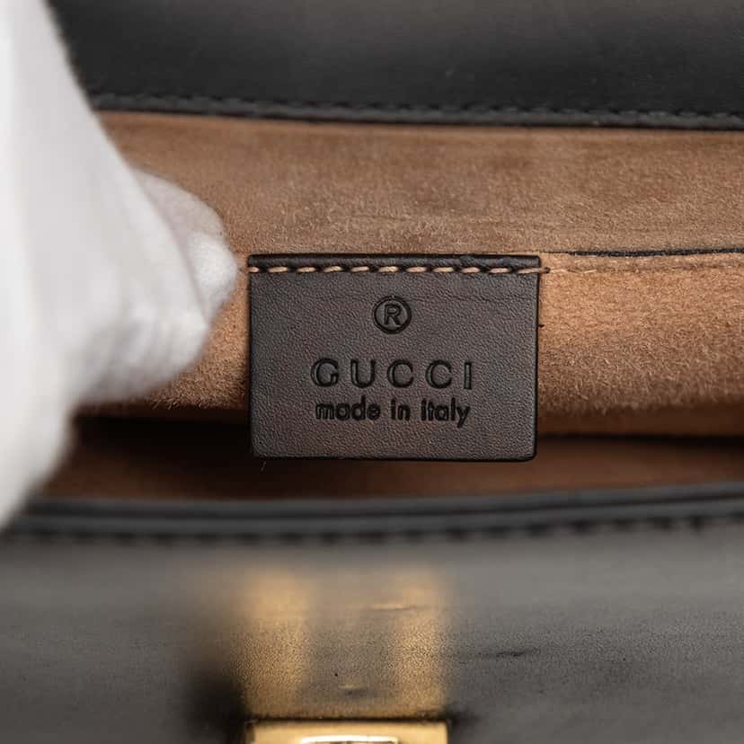 Gucci Mini Leather Web Sylvie Chain Crossbody Black Leather Very good condition - Box View