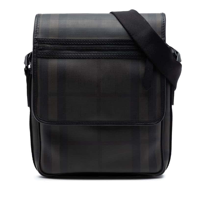 Burberry Smoked Check Coated Canvas Messenger Bag Other Very good condition - Front View