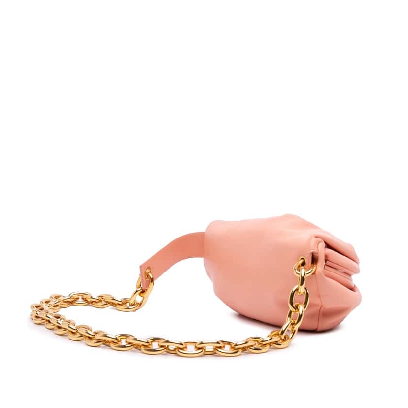 Bottega Veneta Lambskin Belt Chain Pouch Pink Leather Very good condition - Back View