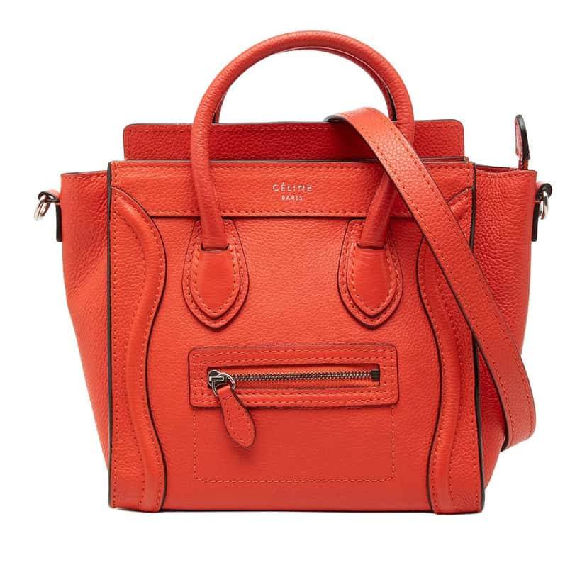 Celine Nano Leather Luggage Tote Orange Leather Very good condition - Front View