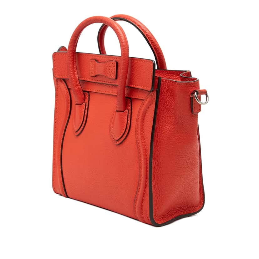 Celine Nano Leather Luggage Tote Orange Leather Very good condition - Back View