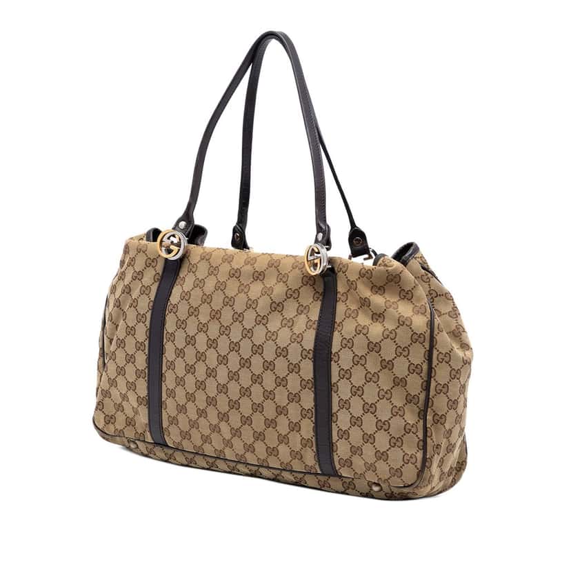 Gucci Large GG Canvas Twins Tote Beige Very good condition - Back View