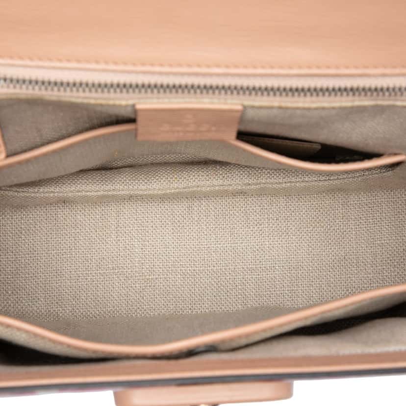 Gucci Medium Calfskin Blooms Bamboo Top Handle Bag Pink Leather Very good condition - Model View