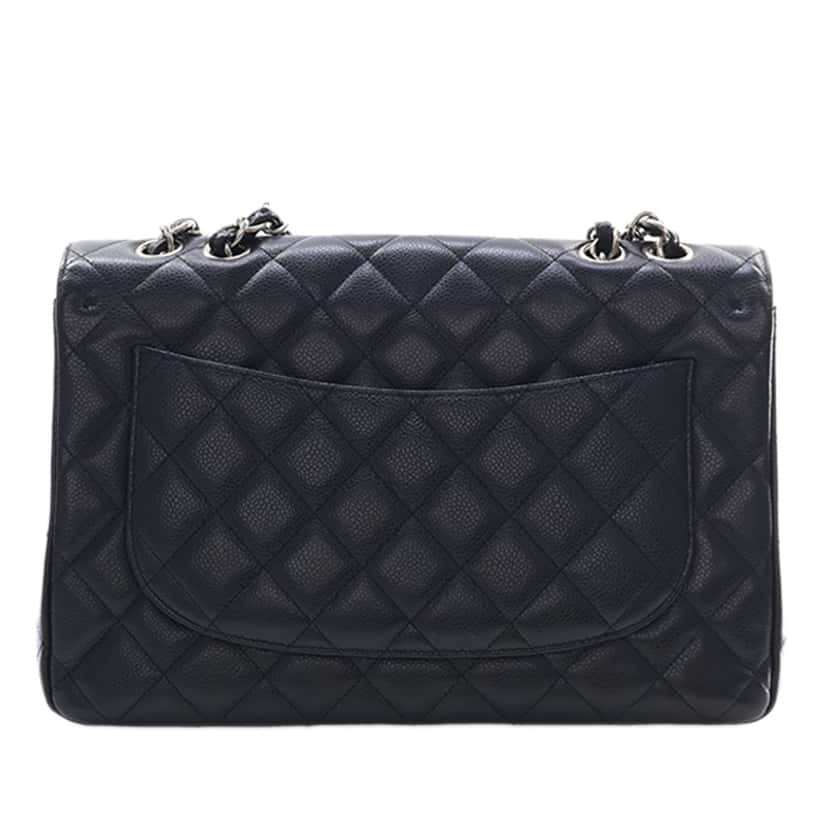 Chanel Jumbo Classic Caviar Single Flap Black Leather Very good condition - Back View