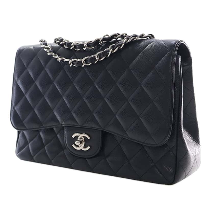 Chanel Jumbo Classic Caviar Single Flap Black Leather Very good condition - Model View