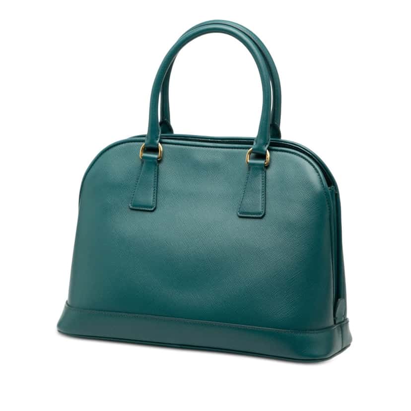 Prada Medium Saffiano Lux Open Promenade Satchel Blue Leather Very good condition - Back View
